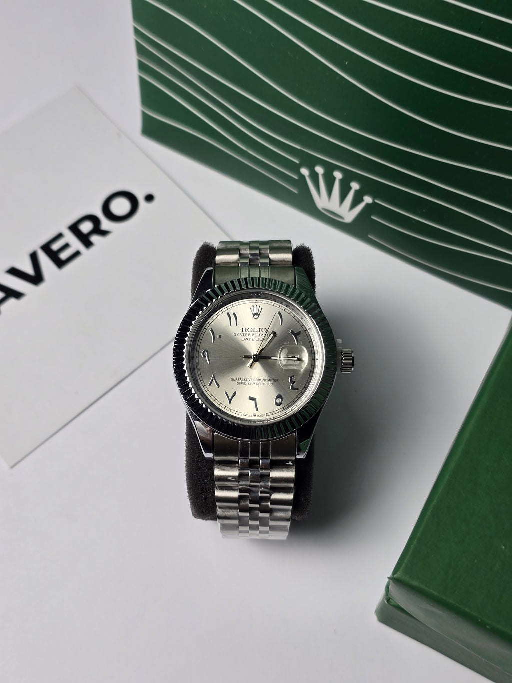 Rolex Date Just Arabic Numbers White