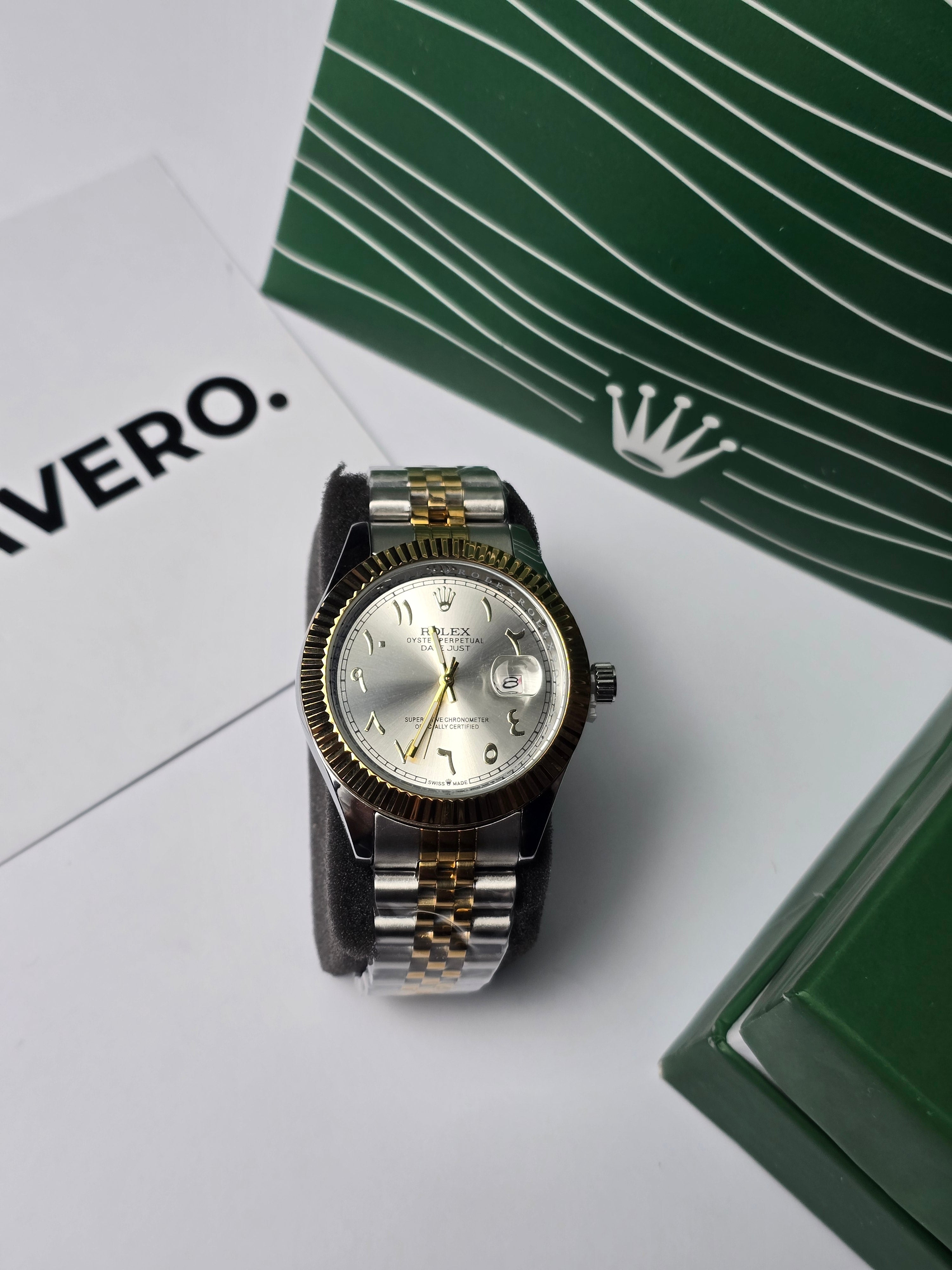 Rolex Date Just Arabic Numbers  Gold