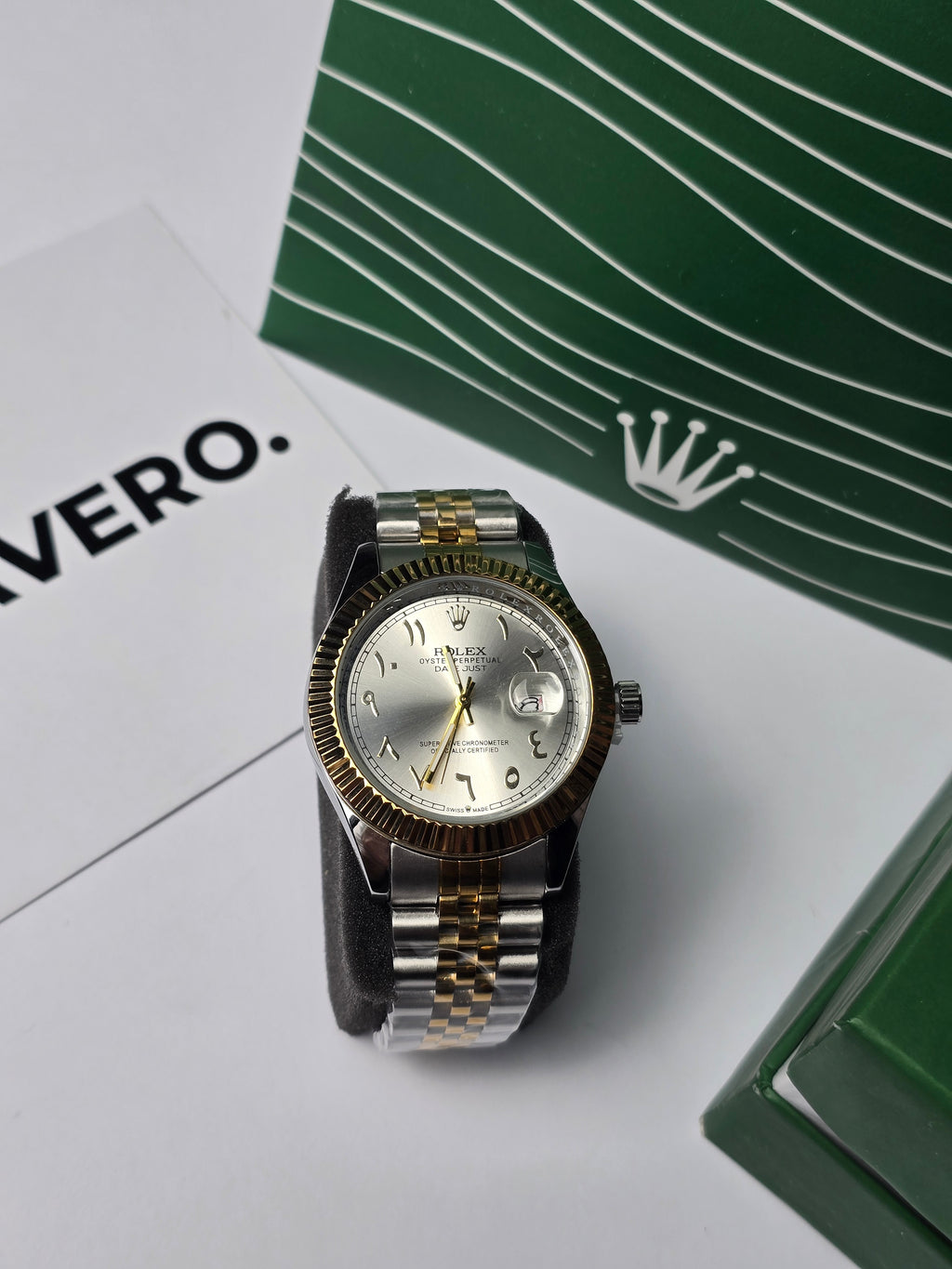 Rolex Date Just Arabic Numbers  Gold