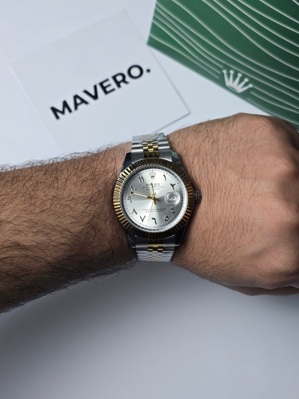 Rolex Date Just Arabic Numbers  Gold